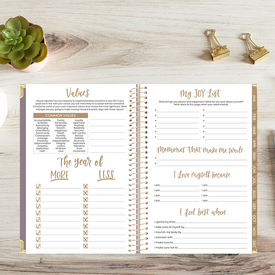 2026 Hard Cover Planner, 5.5" x 8.25", Linen, Purple