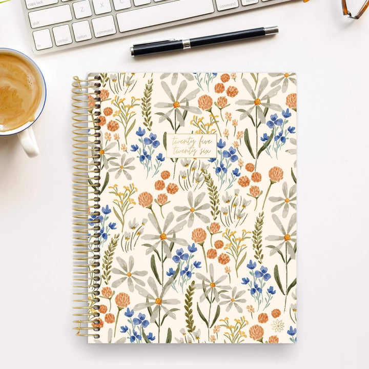 2025-26 Soft Cover Planner, 8.5" x 11", Whimsical Wildflowers