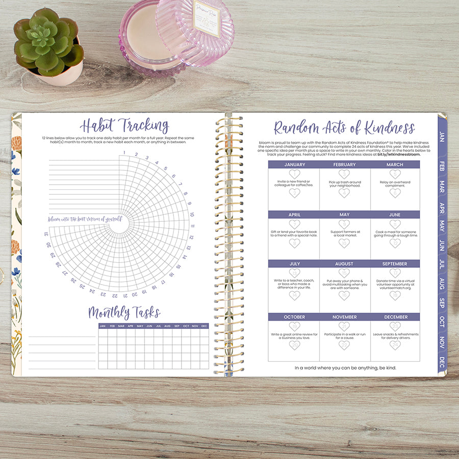 2026 Hard Cover Planner, 8.5" x 11", Whimsical Wildflowers