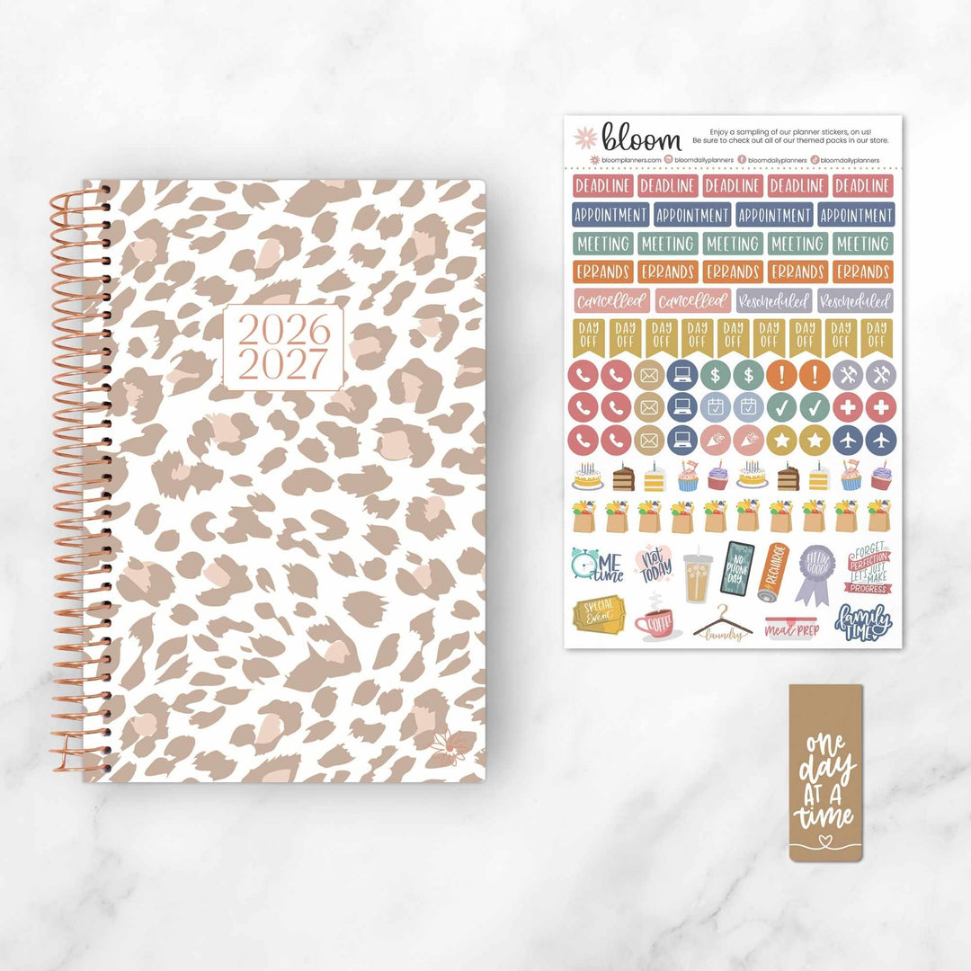 2026–27 Soft Cover Planner, 5.5" x 8.25" | Tan Leopard - bloom daily planners