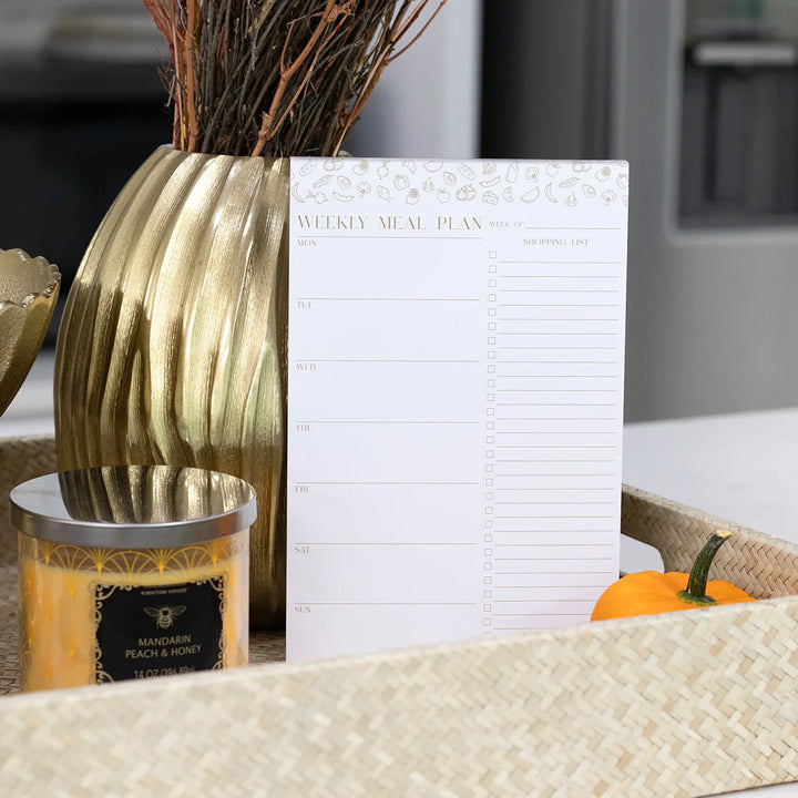 Planning Pad, 6" x 9", Meal Planning Pad with Magnets, Modern Gold