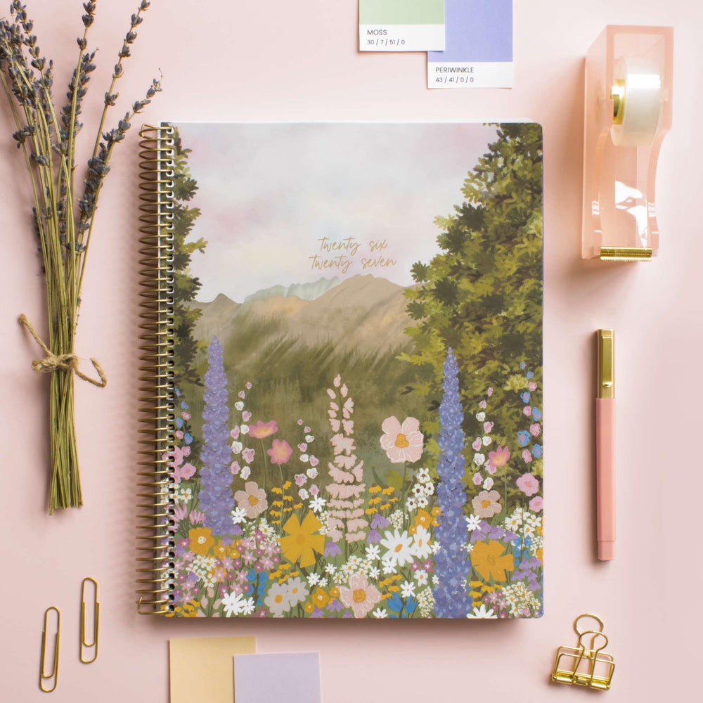 2026–27 Soft Cover Planner, 8.5" x 11" | Wildflower Mountainside - bloom daily planners