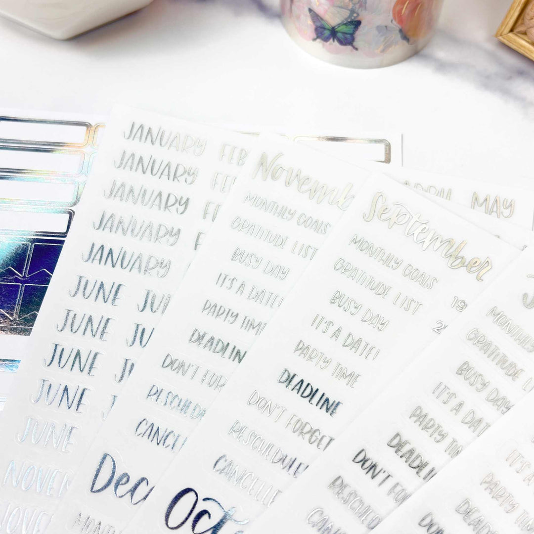 Planner Stickers | Calendar Essentials | Iridescent Foil on Clear - bloom daily planners