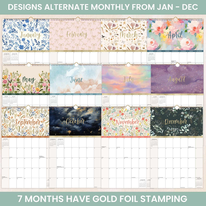 2026 Hanging Calendar, 11" x 17", Seasonal