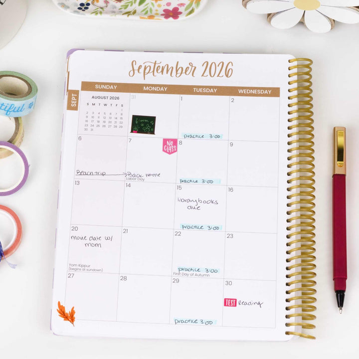 2026–27 Daisy Column Academic Planner, 7" x 9" | Checkered - bloom daily planners