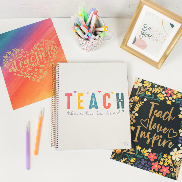 Undated Teacher Planner & Calendar, Interchangeable Cover, Bold & Bright