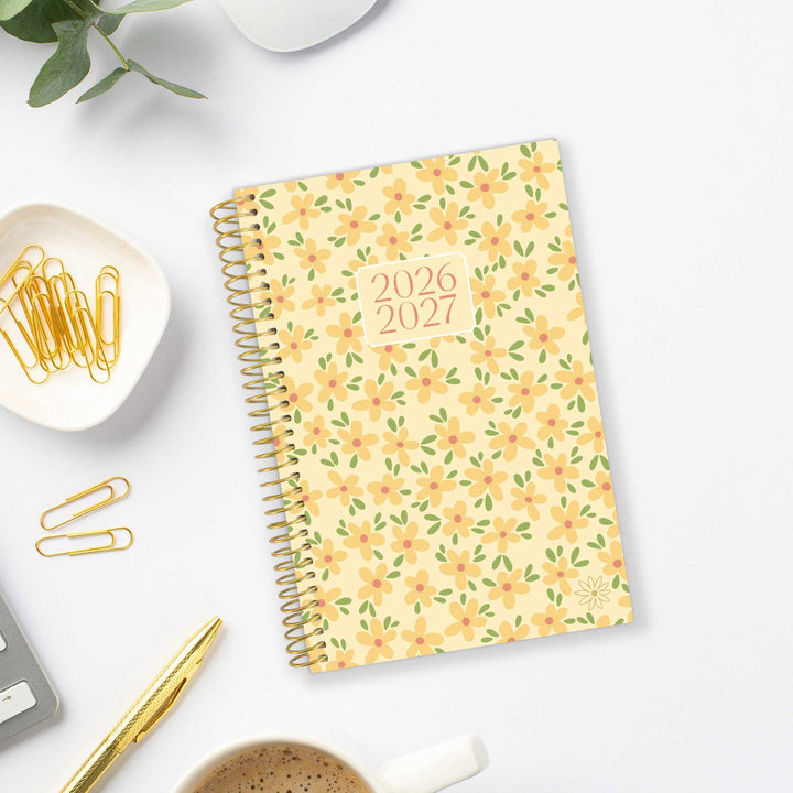 2026–27 Soft Cover Planner, 4" x 6" | Butter Yellow Daisies - bloom daily planners
