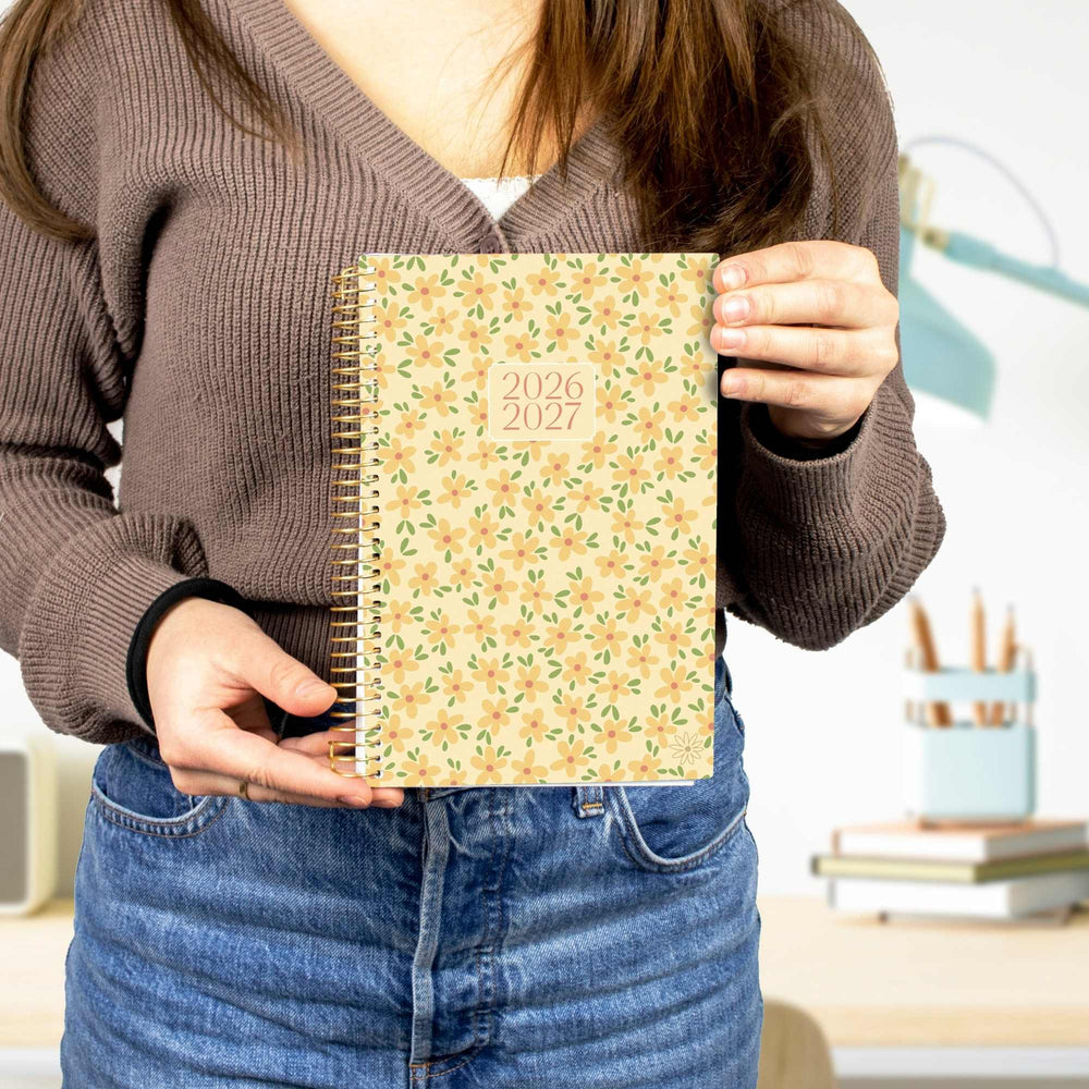 2026-27 Soft Cover Planner, 5.5" x 8.25" | Butter Yellow Daisies - bloom daily planners
