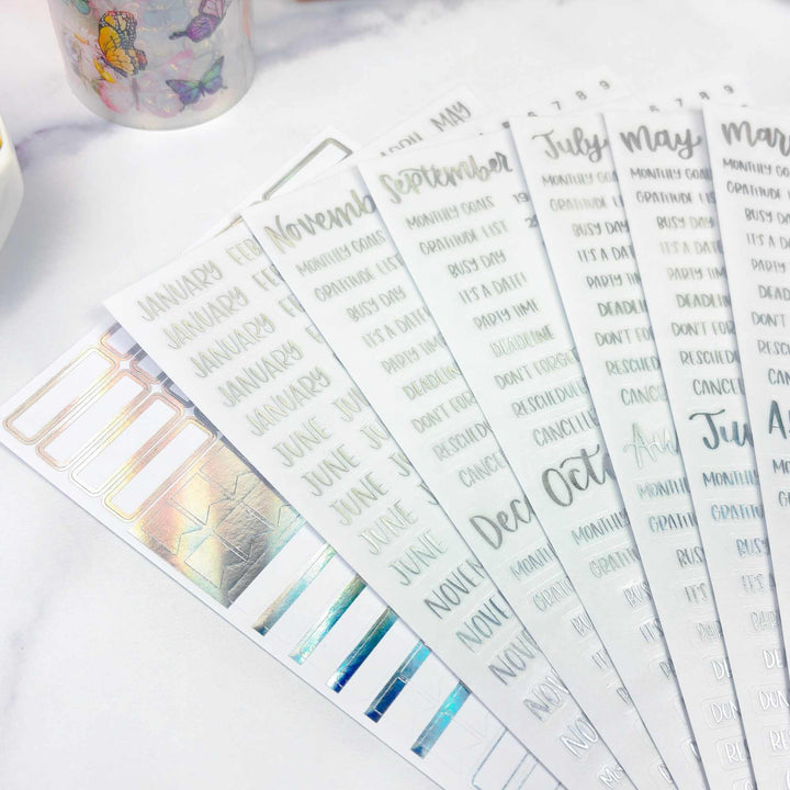 Planner Stickers | Calendar Essentials | Iridescent Foil on Clear - bloom daily planners
