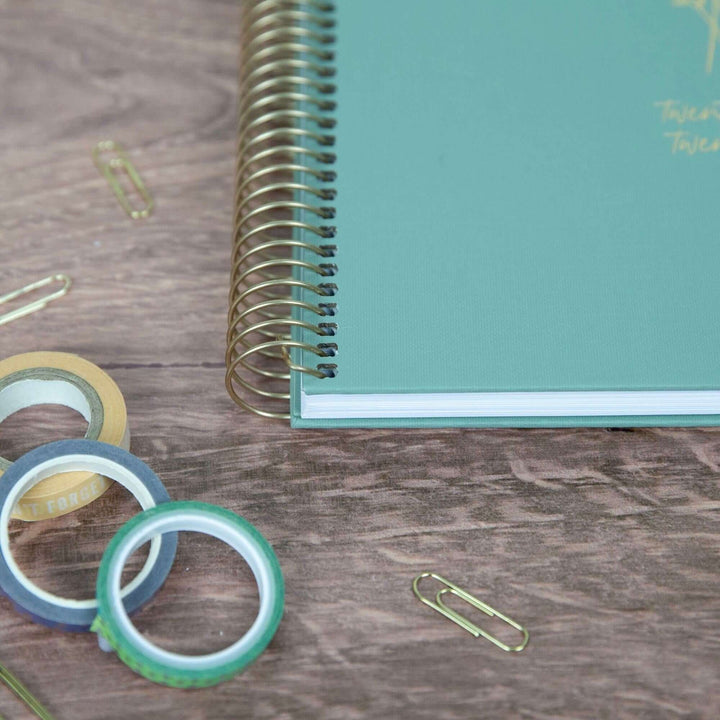 2025-26 Hard Cover Planner, 8.5" x 11", Green Linen