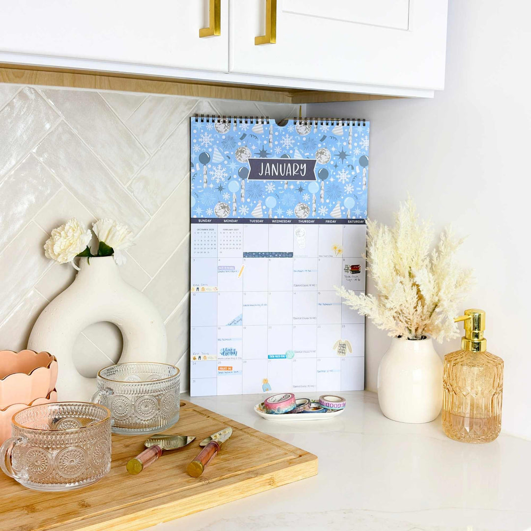 2027 Hanging Wall Calendar, 11" x 17" | Holiday Icons - bloom daily planners