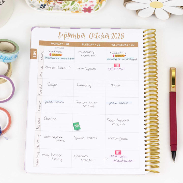 2026–27 Daisy Column Academic Planner, 7" x 9" | Checkered - bloom daily planners