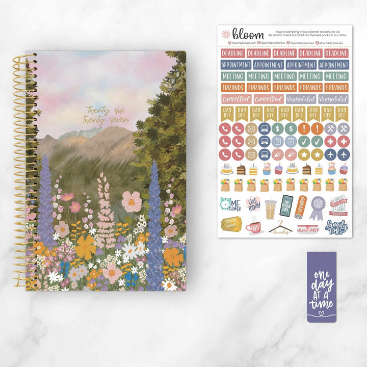 2026–27 Soft Cover Planner, 5.5" x 8.25" | Wildflower Mountainside - bloom daily planners