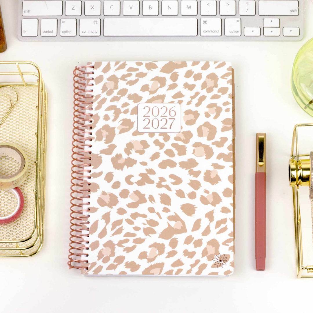 2026–27 Soft Cover Planner, 5.5" x 8.25" | Tan Leopard - bloom daily planners