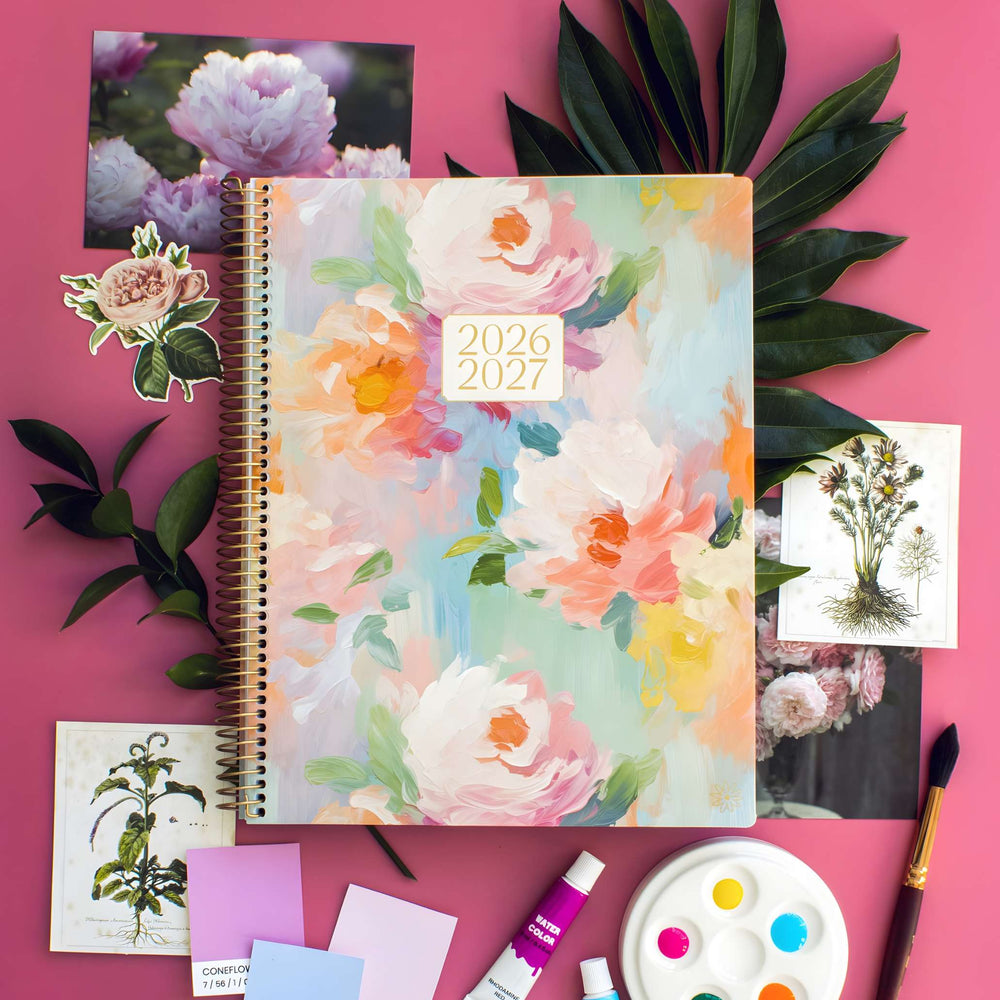 2026–27 Soft Cover Planner, 8.5" x 11" | Painted Peonies - bloom daily planners