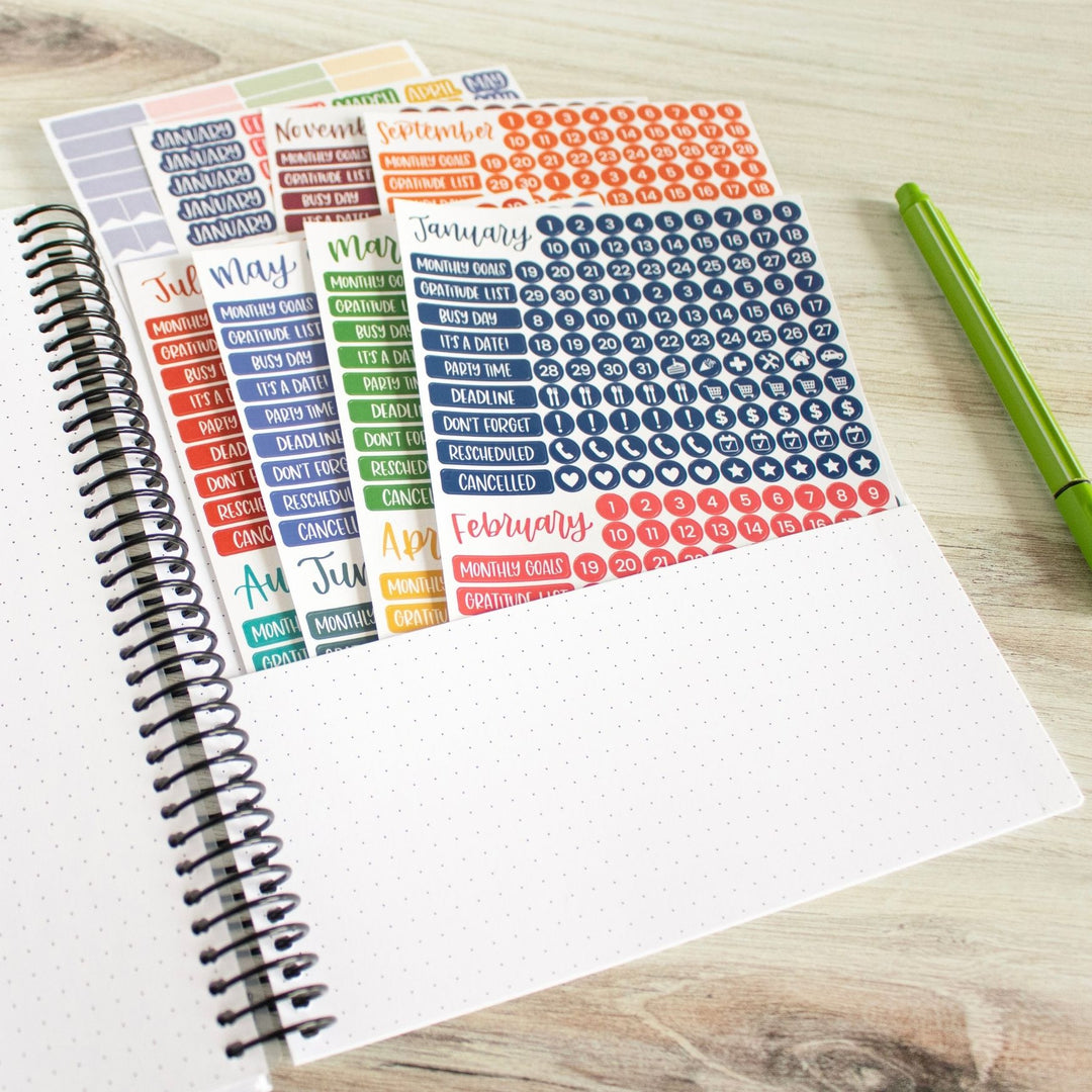 Planner Sticker Pack, Calendar Essentials, Happy Seasons