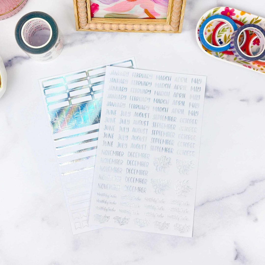 Planner Stickers | Calendar Essentials | Iridescent Foil on Clear - bloom daily planners