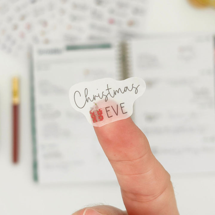 Christmas Eve holiday date sticker with red Eve label