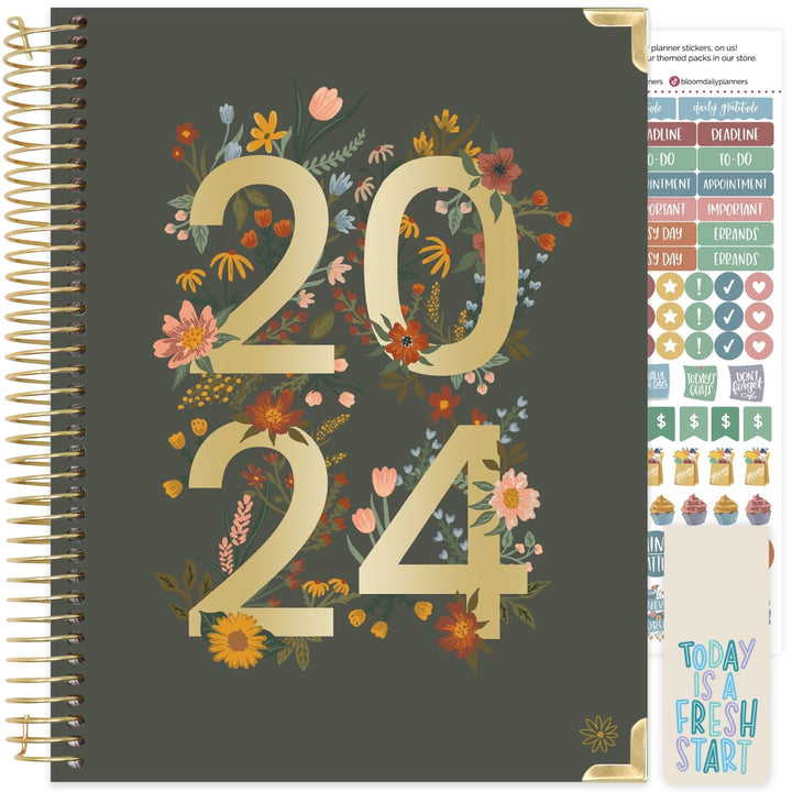 2024 Hard Cover Planner, 8.5" x 11", Dreams in Bloom