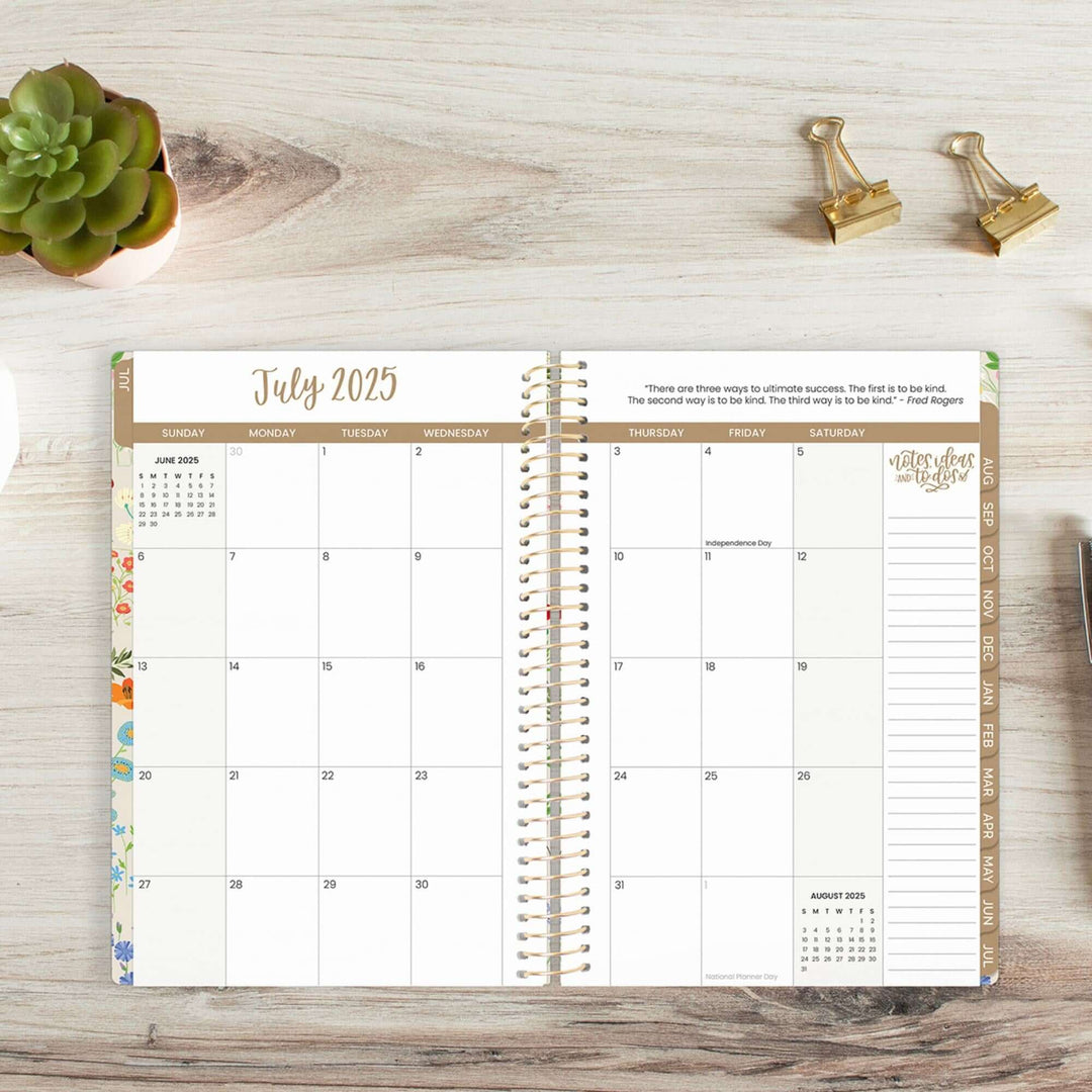 2025-26 Soft Cover Planner, 5.5" x 8.25", Garden Party, Beige