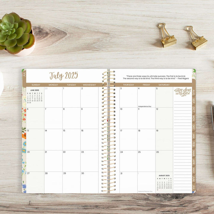 2025-26 Soft Cover Planner, 5.5" x 8.25", Garden Party, Beige