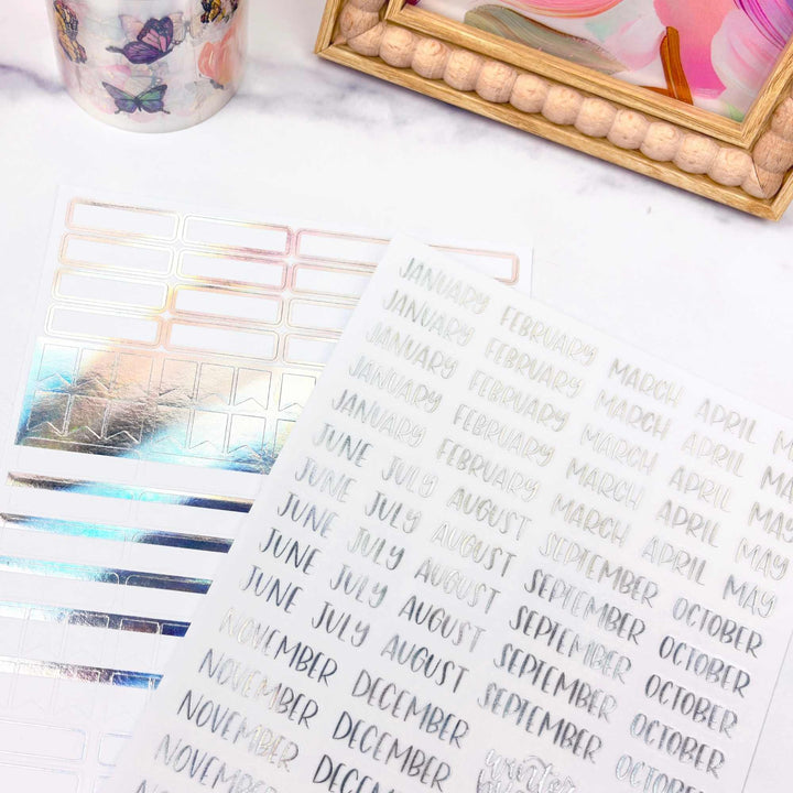 Planner Stickers | Calendar Essentials | Iridescent Foil on Clear - bloom daily planners