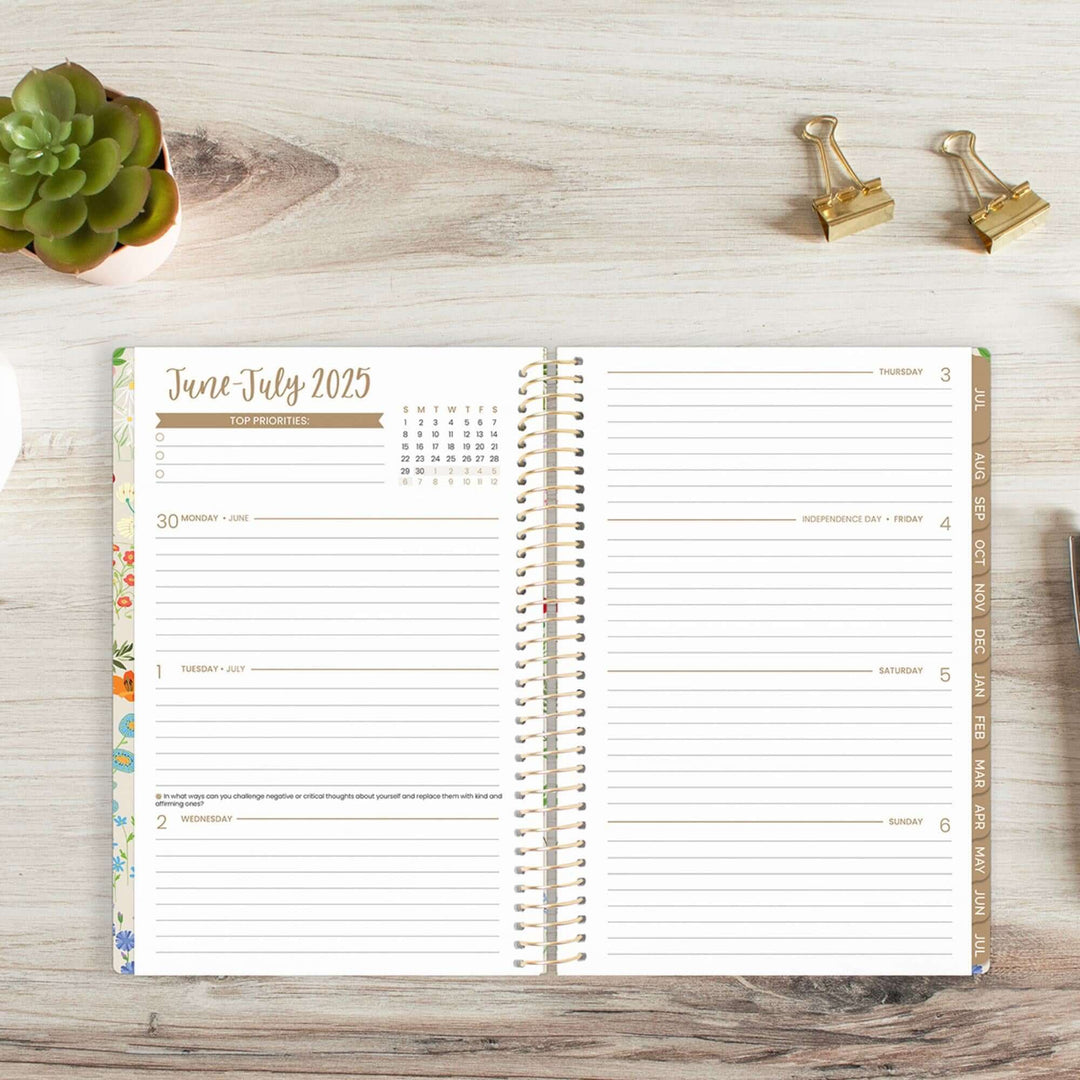 2025-26 Soft Cover Planner, 5.5" x 8.25", Garden Party, Beige