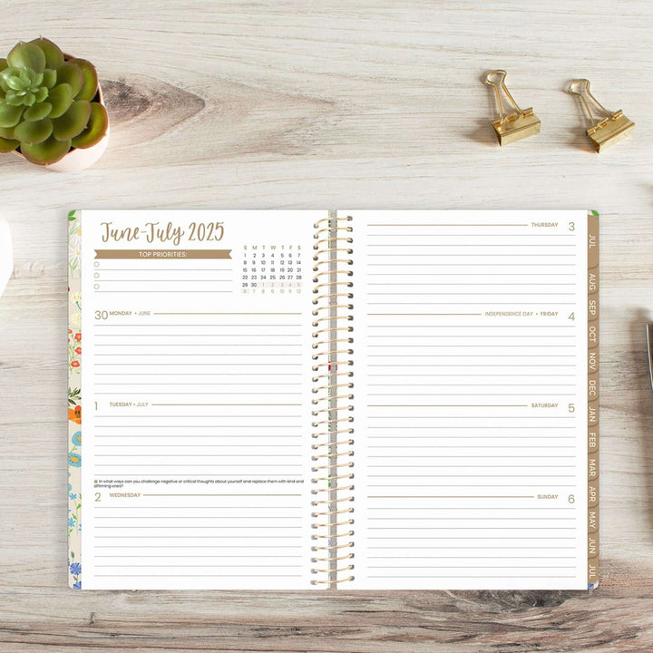 2025-26 Soft Cover Planner, 5.5" x 8.25", Garden Party, Beige