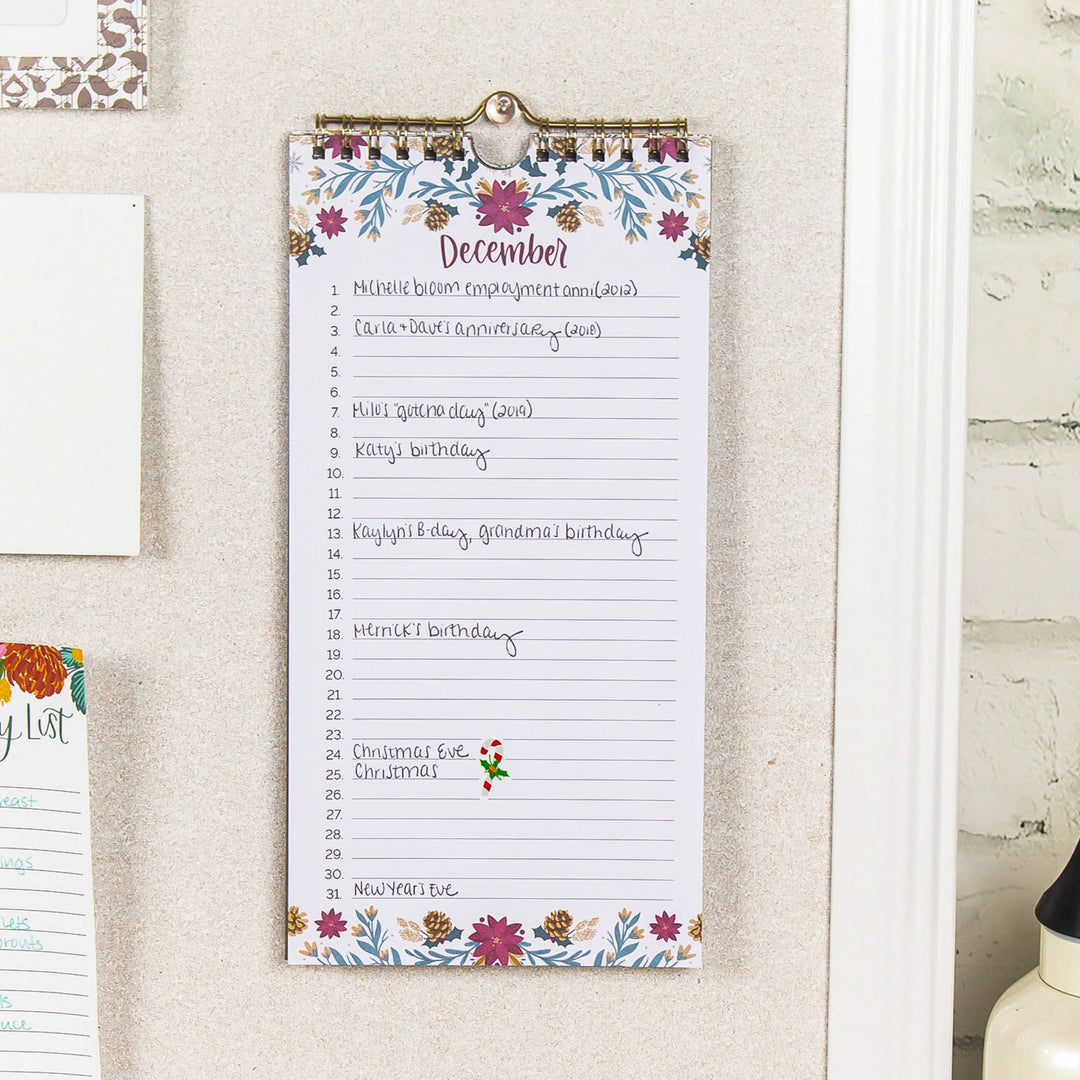 Perpetual Calendar, 5" x 10", Seasonal Florals