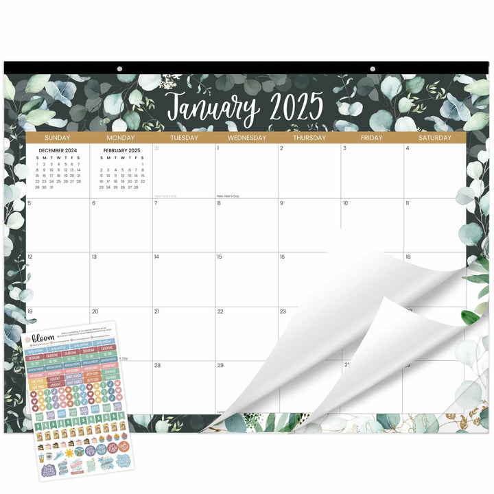 2025 Desk & Wall Calendar, 16" x 21", Greenery