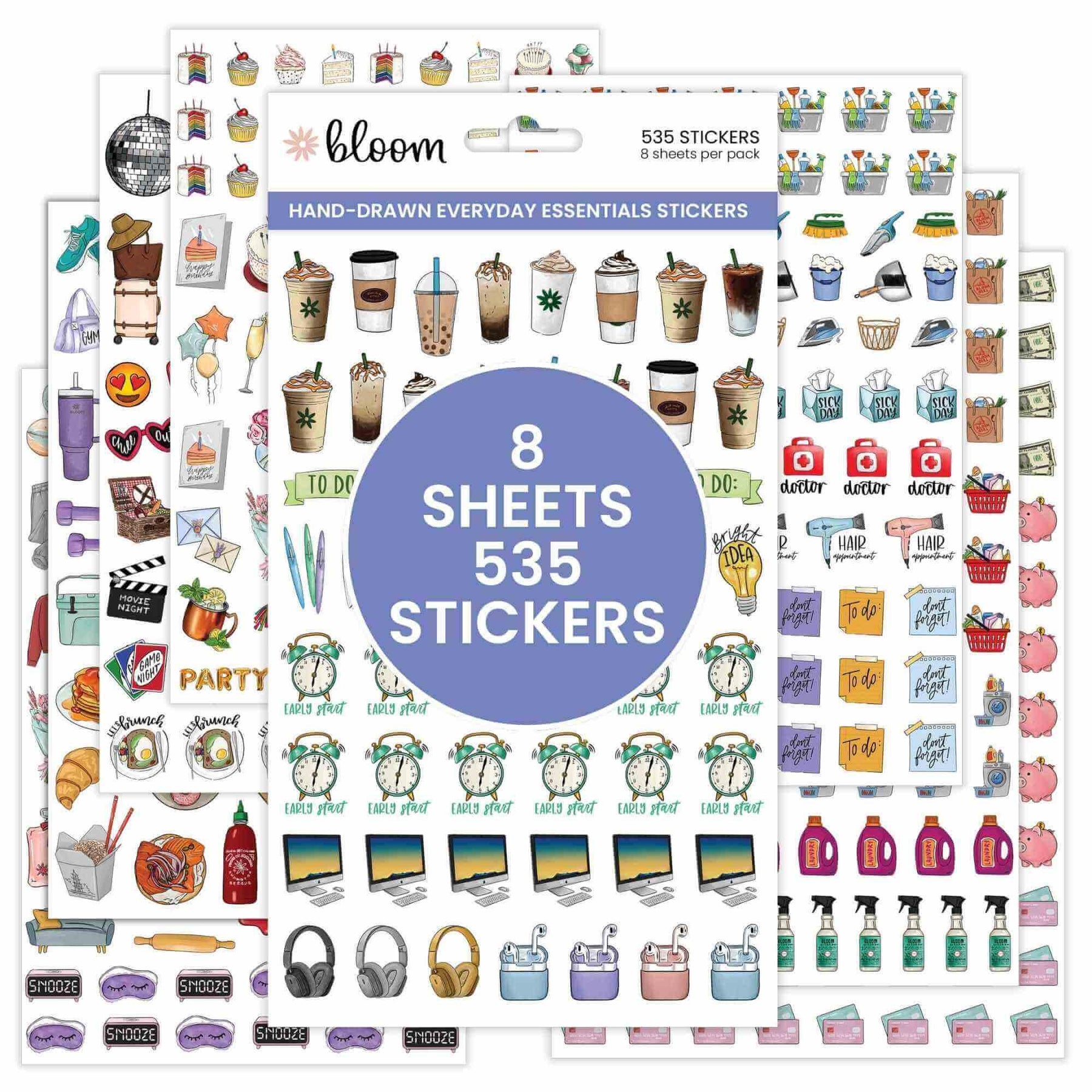 Planner Sticker Pack, Hand-Drawn Everyday Essentials by bloom daily planners ® planner-sticker-pack-hand-drawn-everyday-essentials-by-bloom-daily-planners
