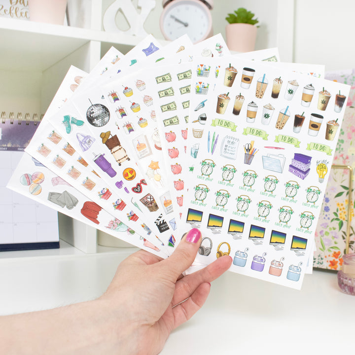 Planner Sticker Pack, Hand-Drawn Everyday Essentials