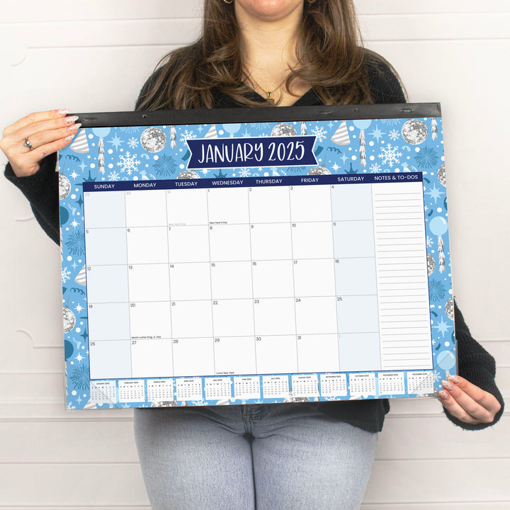 2025 Desk Calendar, 16" x 21", Holiday Icons