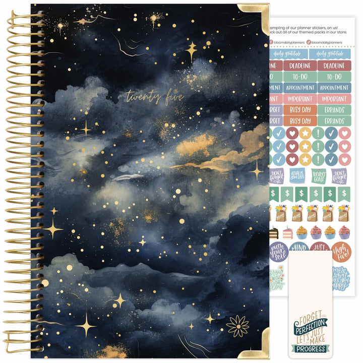 2025 Hard Cover Planner, 5.5" x 8.25", Midnight Sky