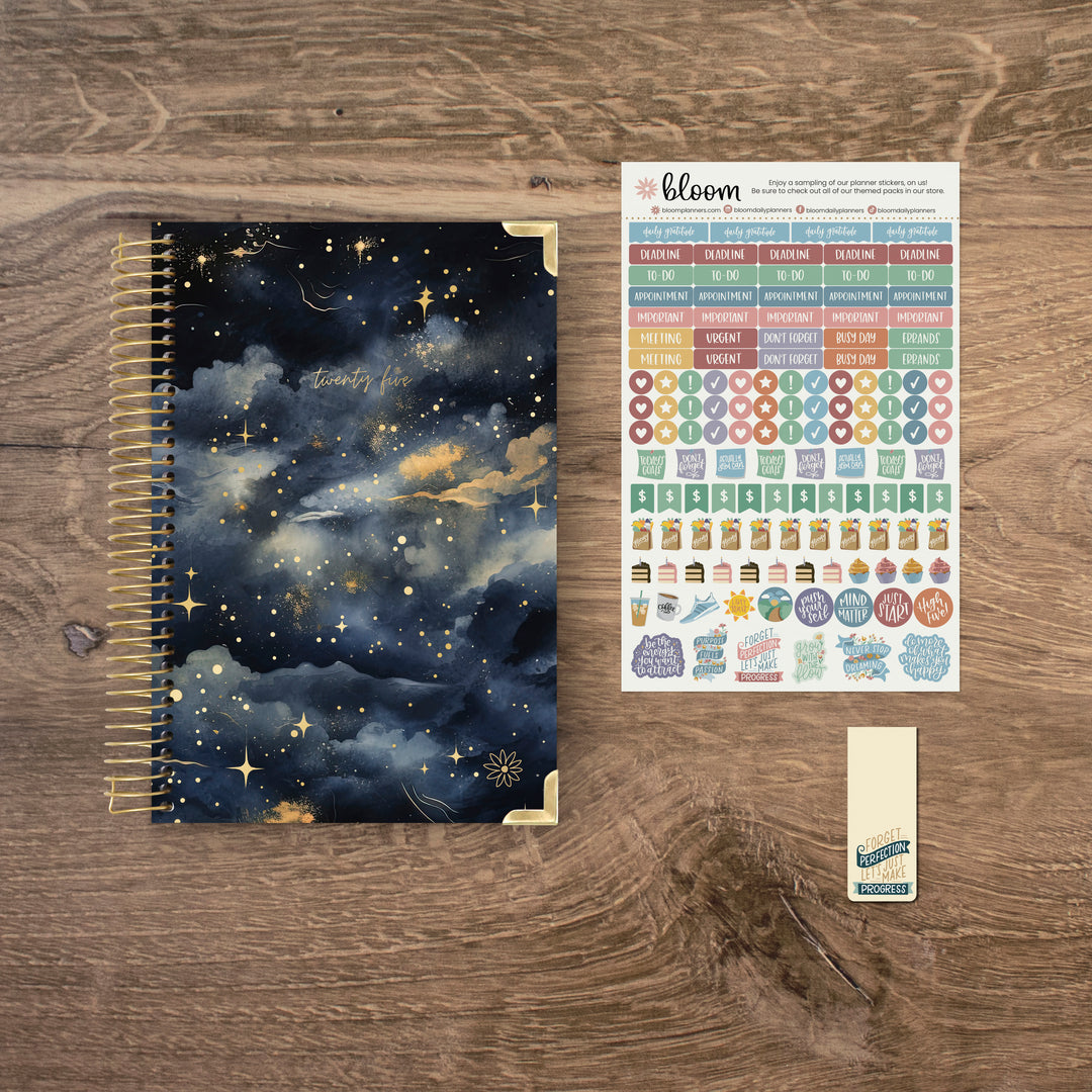 2025 Hard Cover Planner, 5.5" x 8.25", Midnight Sky