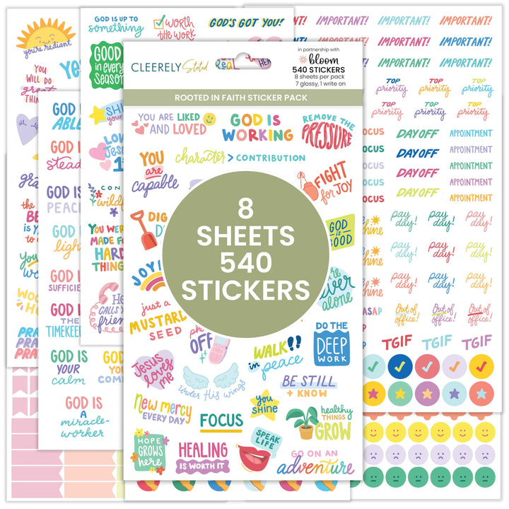 Planner Stickers, Cleerely Stated x bloom, Rooted in Faith Pack