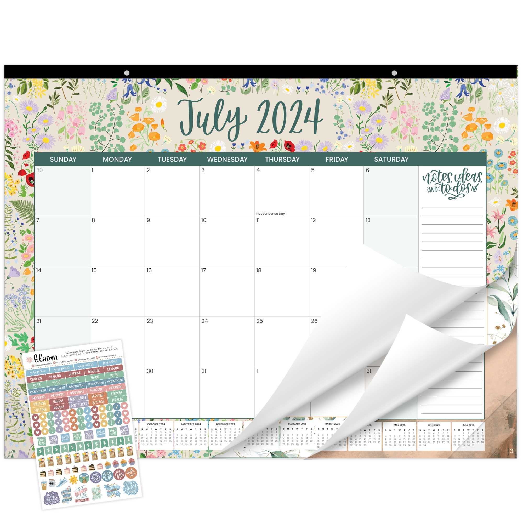 Bloom 2024-25 academic year desk & wall calendar, 16