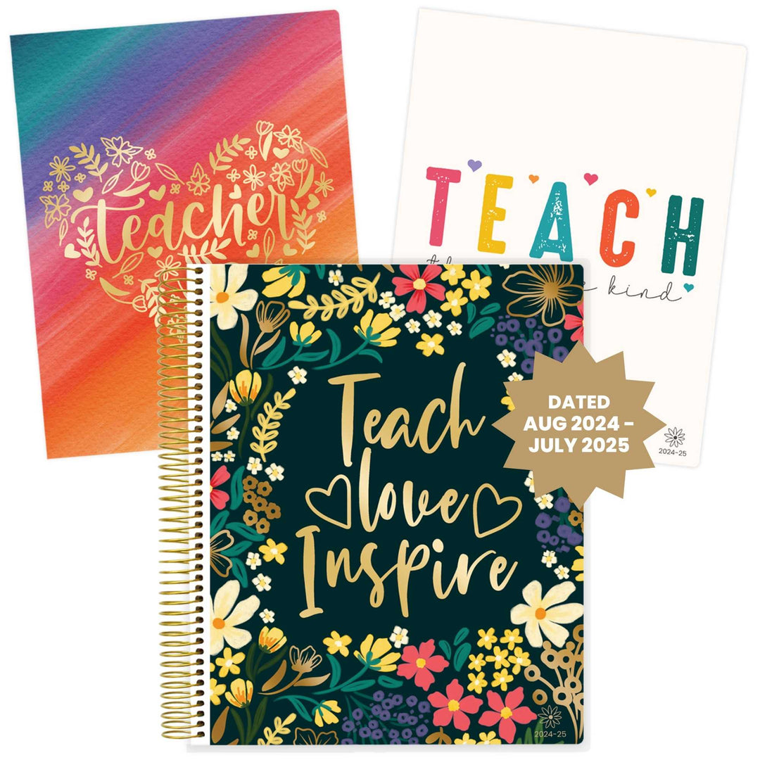 DATED 2024-25 Teacher Planner & Calendar, Interchangeable Cover, Bold & Bright