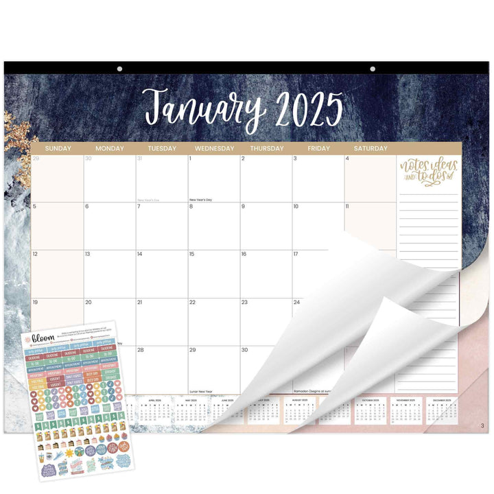 2025 Desk Calendar, 16" x 21", Watercolor