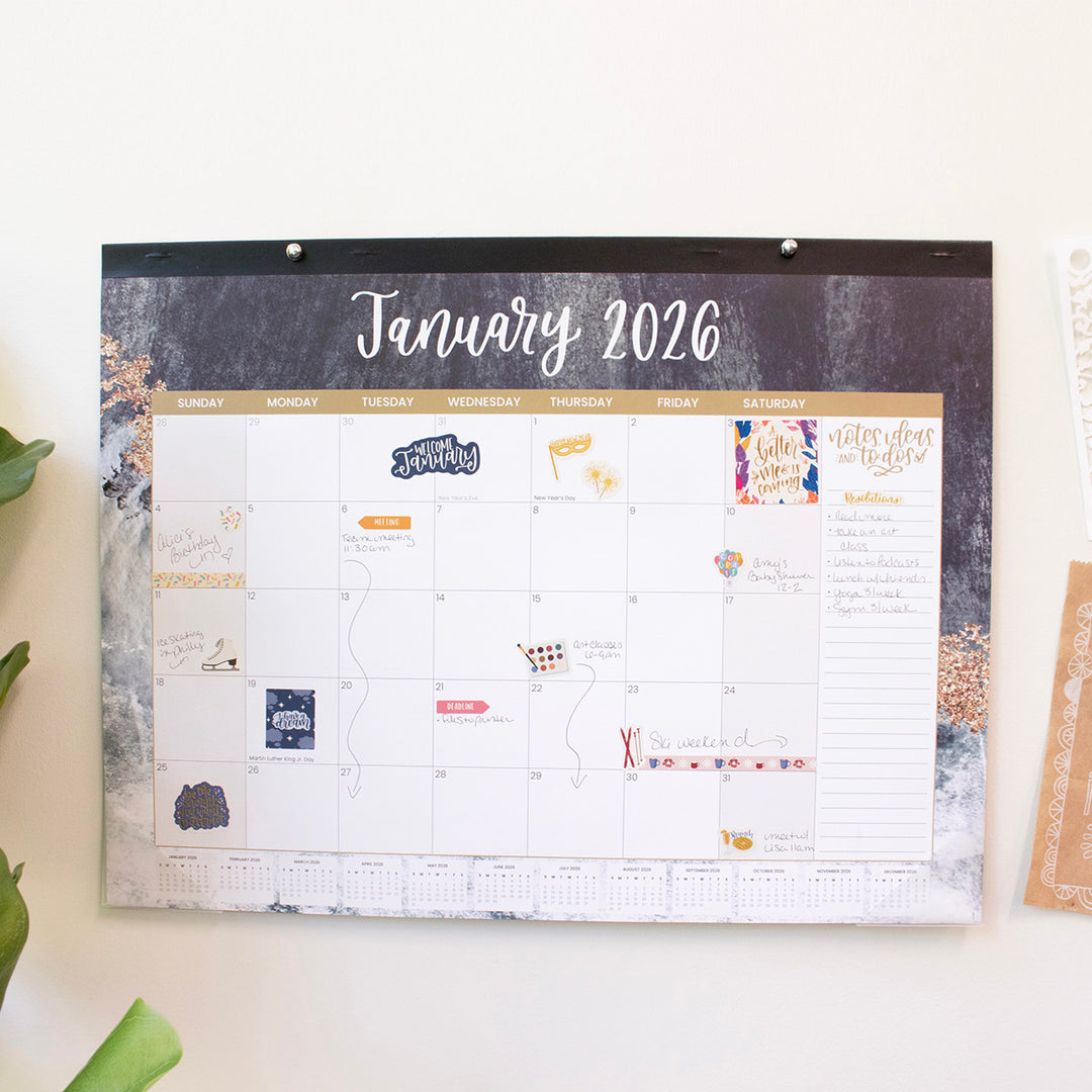 2026 Desk & Wall Calendar, 16" x 21", Watercolor