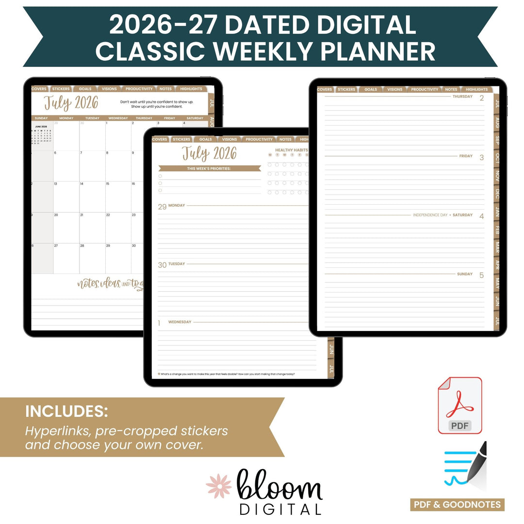 Digital Planner | Dated 2026-27 Vision Planner