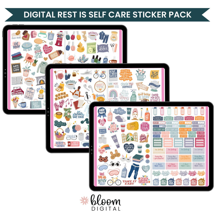 Digital Sticker Pack, Rest is Self-Care