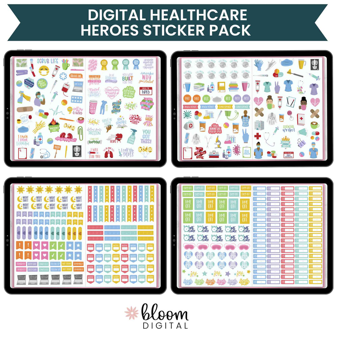 Digital Sticker Pack, Healthcare Heroes Stickers