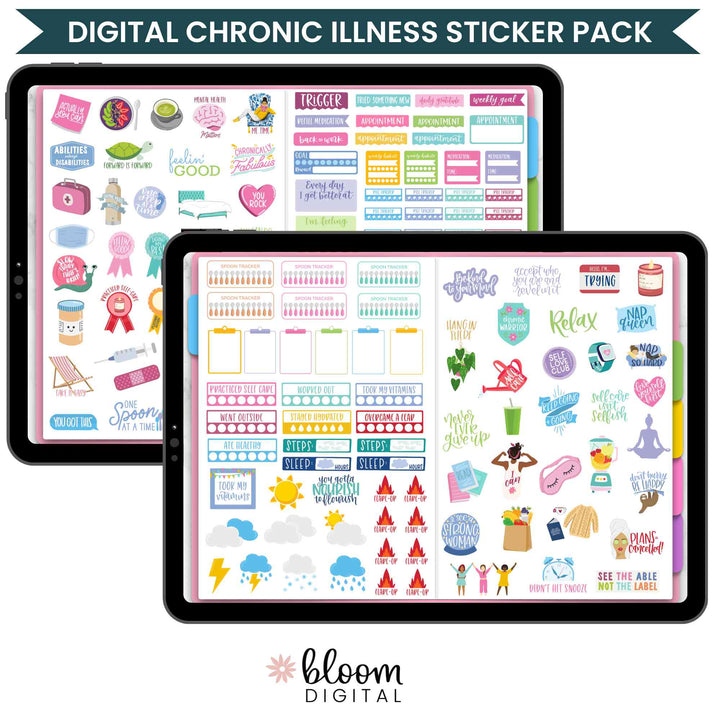 Digital Sticker Pack, Chronic Illness Stickers