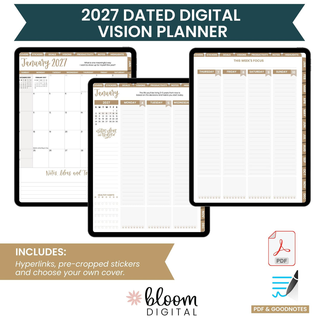 Digital Planner | Dated 2027 Vision Planner