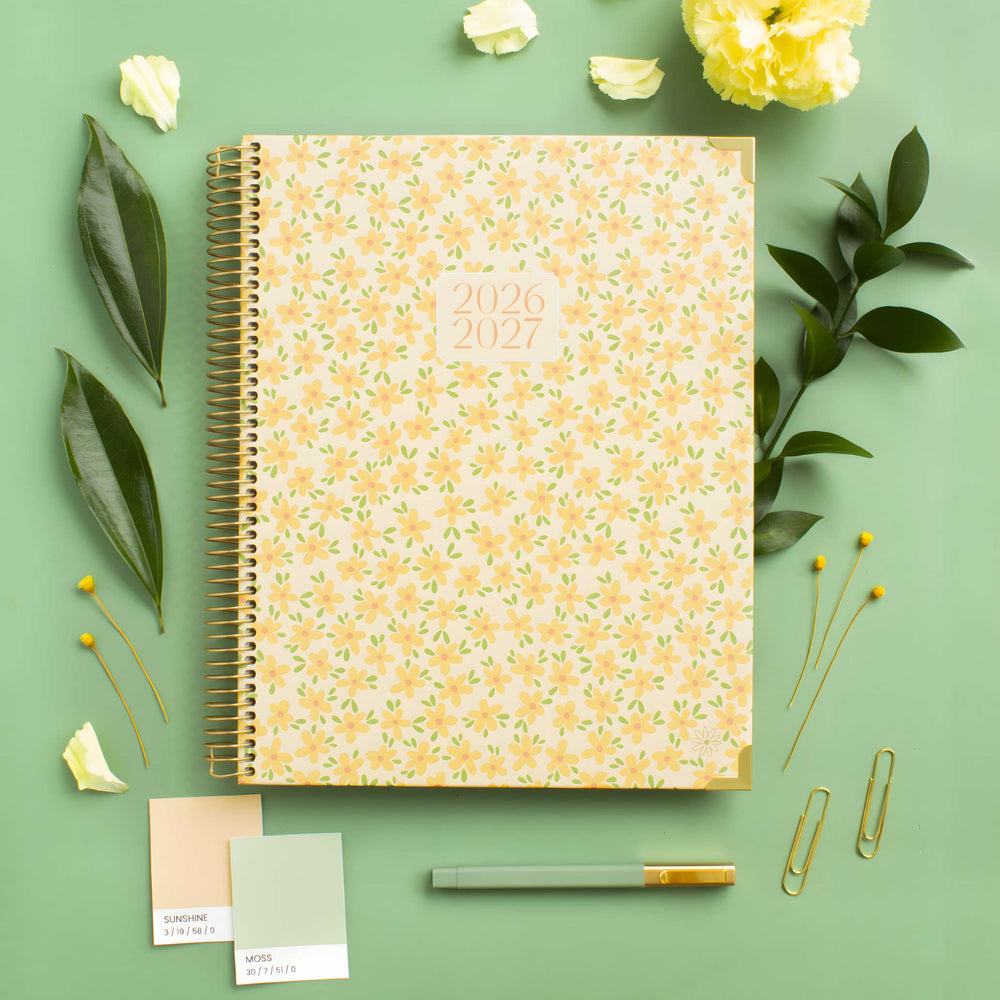 2026–27 Hard Cover Planner, 8.5" x 11" | Butter Yellow Daisies - bloom daily planners