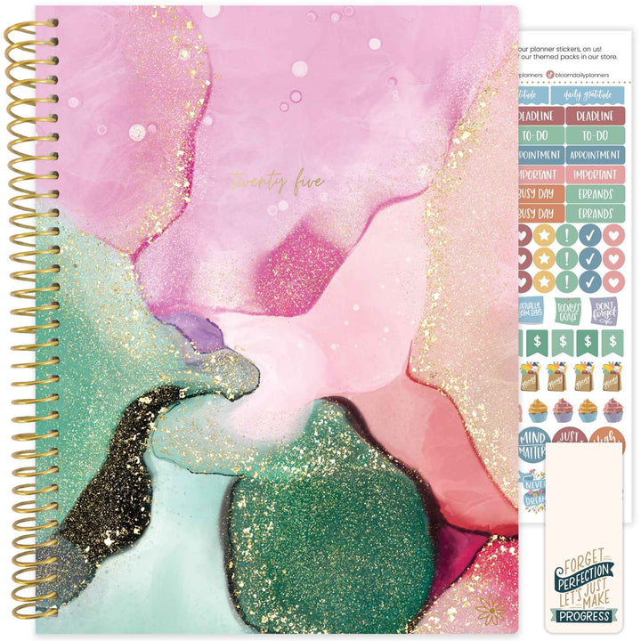 2025 Soft Cover Planner, 8.5" x 11", Alcohol Ink