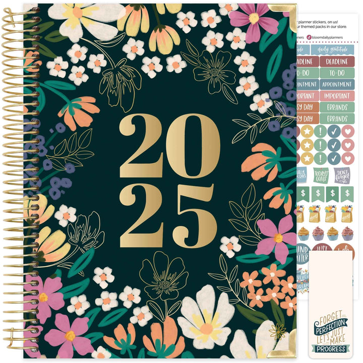 2025 Hard Cover Planner, 8.5" x 11", Blooming Wildly