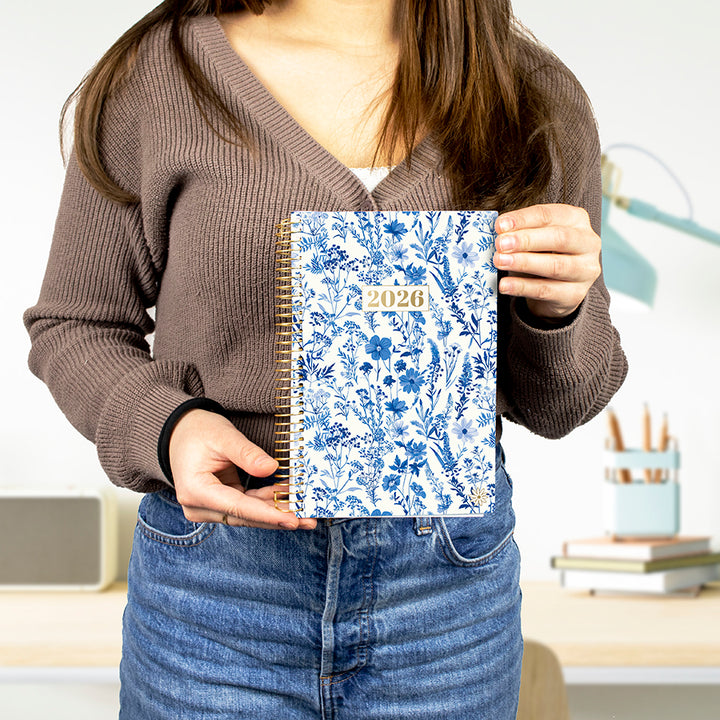 2026 Soft Cover Planner, 5.5" x 8.25", Blue & White Floral
