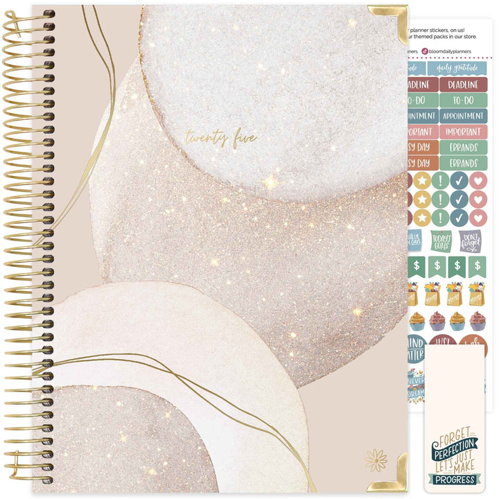 2025 Hard Cover Planner, 8.5" x 11", Brushed Beige